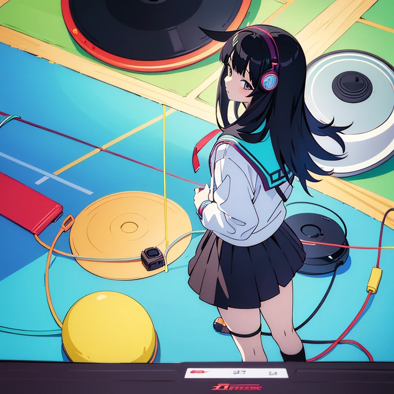 two anime girls in headphones are playing music on a turntable, anime vibes, anime style 4 k, ig studios anime style, nightcore, 8 0 s anime vibe, anime girls, anime style. 8k, lofi artstyle, dj sura, anime moe artstyle, anime style illustration, trending on cgstation, anime style artwork, e - girl