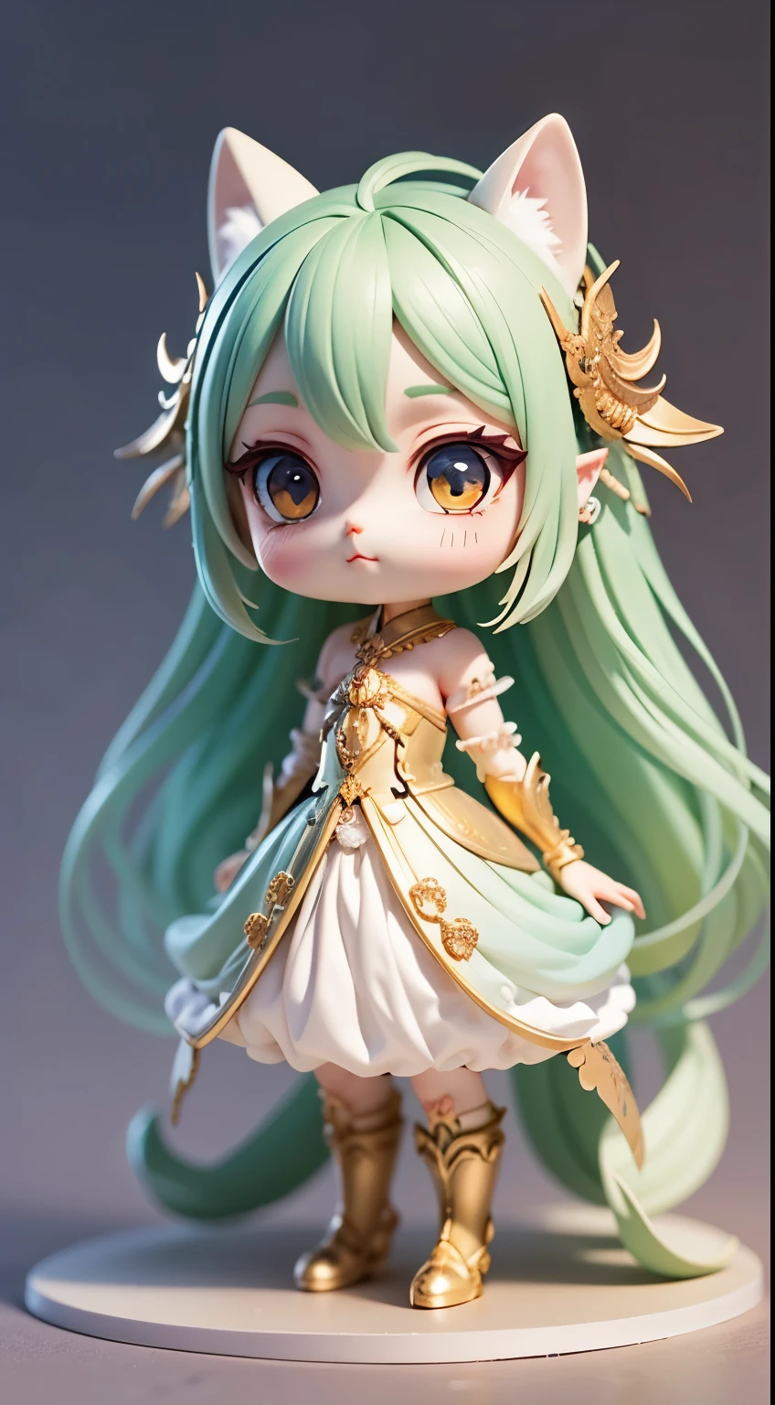 mythical creature, beast, fluffy, gradient color ((best quality)), ((masterpiece)), ( extreme detailed, highest detailed, official art, beautiful and aesthetic:1.2), depth of field, composition FULL BODY, (CHIBI),, (beautiful and detailed eye:1.3), Long tail