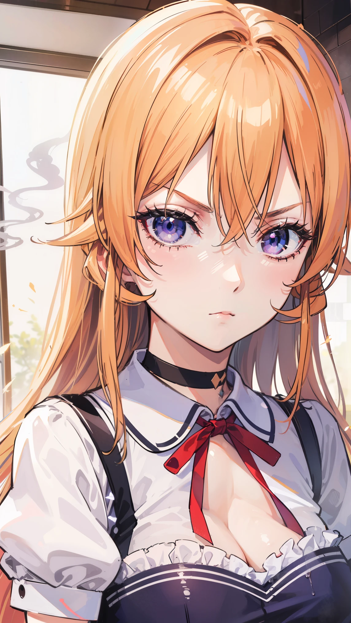 erinanakiri, erina nakiri, long hair, orange hair, (purple eyes:1.1), hair between eyes, frown, angry,
BREAK (black choker, choker, emblem, garter straps, neck ribbon, plaid, puffy short sleeves, puffy sleeves, purple ribbon:1.2),
BREAK indoors, kitchen,
BREAK cuddling handjob, pov, 1boy, detailed penis, (penis shooting sparks, magic sparks, magic smoke, cum:1.2),
BREAK (masterpiece:1.2), best quality, high resolution, unity 8k wallpaper, (illustration:0.8), (beautiful detailed eyes:1.6), extremely detailed face, perfect lighting, extremely detailed CG, (perfect hands, perfect anatomy),