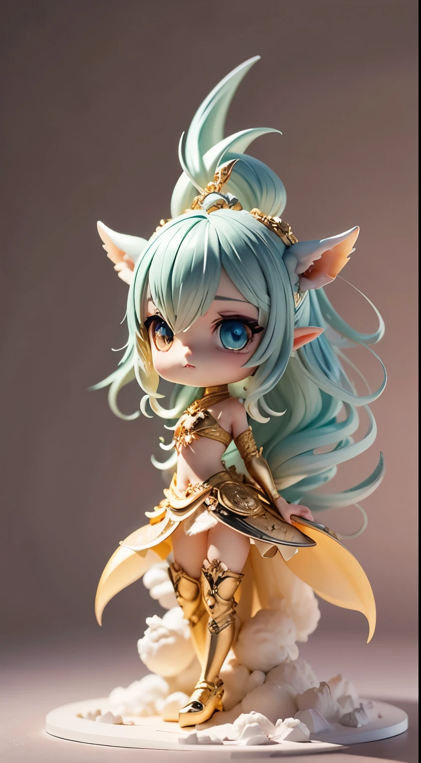 mythical creature, beast, fluffy, gradient color ((best quality)), ((masterpiece)), ( extreme detailed, highest detailed, official art, beautiful and aesthetic:1.2), depth of field, composition FULL BODY, (CHIBI),, (beautiful and detailed eye:1.3), Long tail