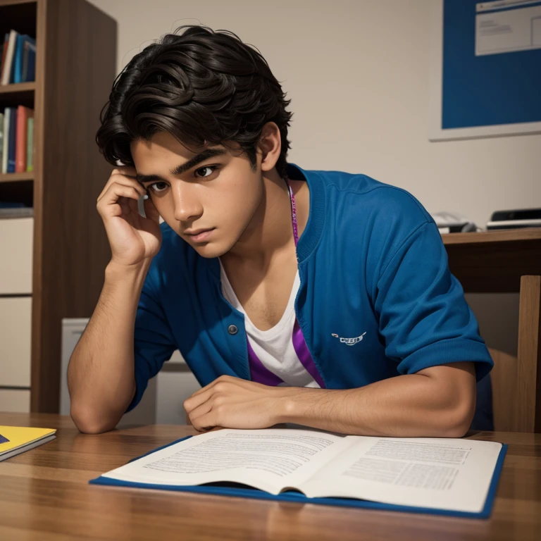 Png de un joven que no puede concentrarse en sus estudios