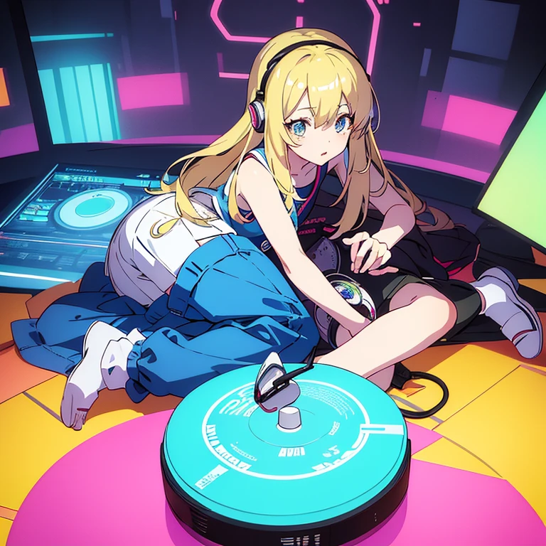 two anime girls in headphones are playing music on a turntable, anime vibes, anime style 4 k, ig studios anime style, nightcore, 8 0 s anime vibe, anime girls, anime style. 8k, lofi artstyle, dj sura, anime moe artstyle, anime style illustration, trending on cgstation, anime style artwork, e - girl