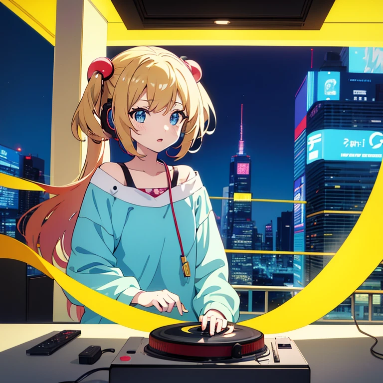 two anime girls in headphones are playing music on a turntable, anime vibes, anime style 4 k, ig studios anime style, nightcore, 8 0 s anime vibe, anime girls, anime style. 8k, lofi artstyle, dj sura, anime moe artstyle, anime style illustration, trending on cgstation, anime style artwork, e - girl