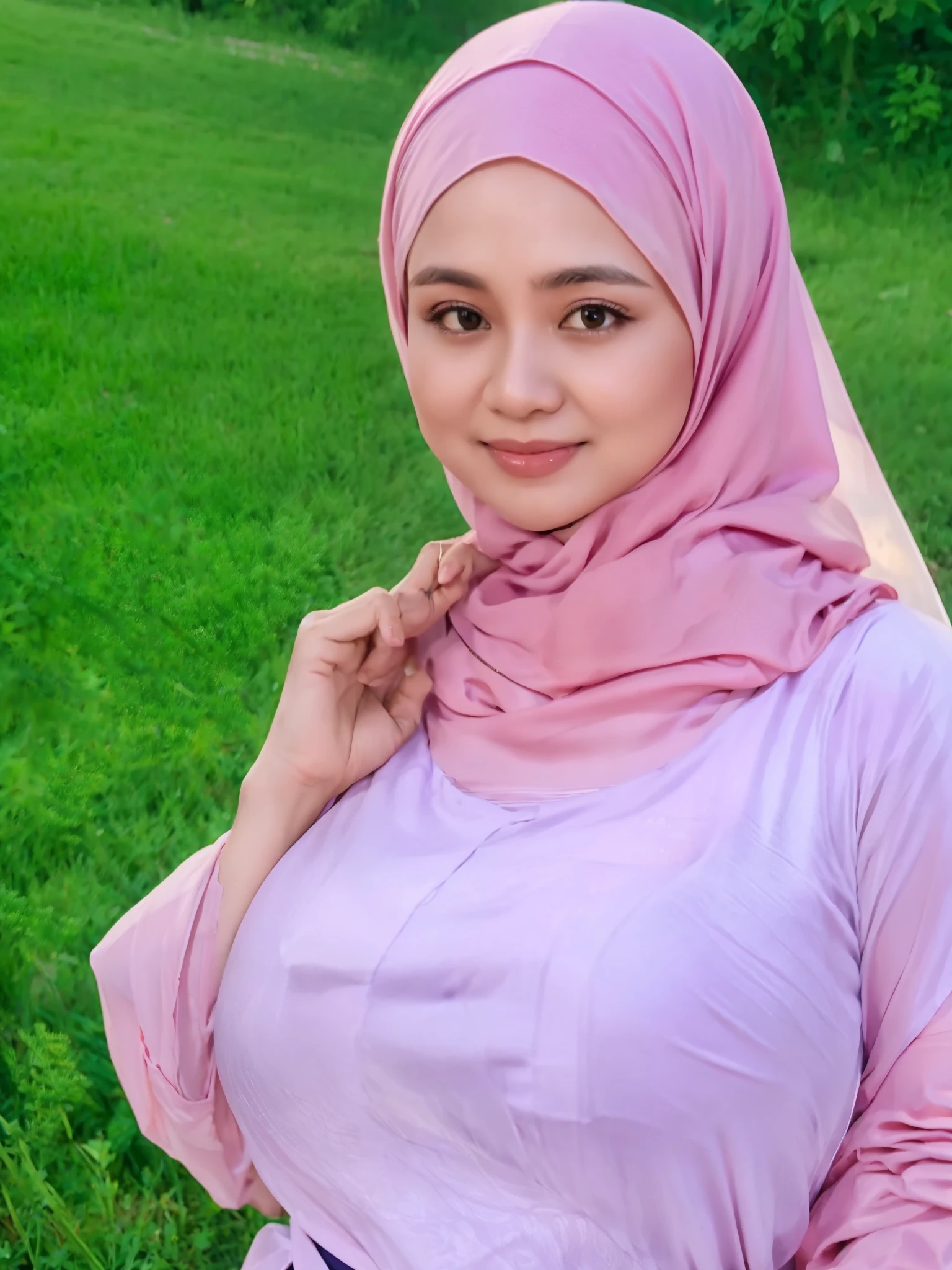 50 years Old, Hijab Indonesian mature woman, Big Tits : 66.9, Gamis, Breast out from her clothes : 1.9, at doctor office, Dark light, at Nighttime
