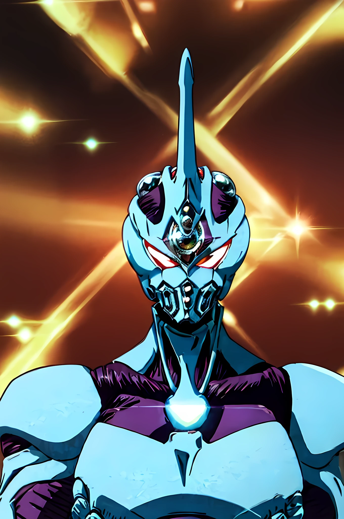 (highest quality:1.3),(ultra-Familiar:1.5),High resolution,extremely Familiar CG,unity 8k wallpaper,Official Art,Familiar,super Familiar skin,Perfect Anatomy,beautiful Familiar eyes,(Anime screenshots:1.11),Very delicate and beautiful,90s Anime,90s Anime style,cell shaded anime,alone,1990s \(style\),
(G01:1.5),no_humans, Helmet, Bodysuits, Red eyes, Glowing Eyes, Backlight,