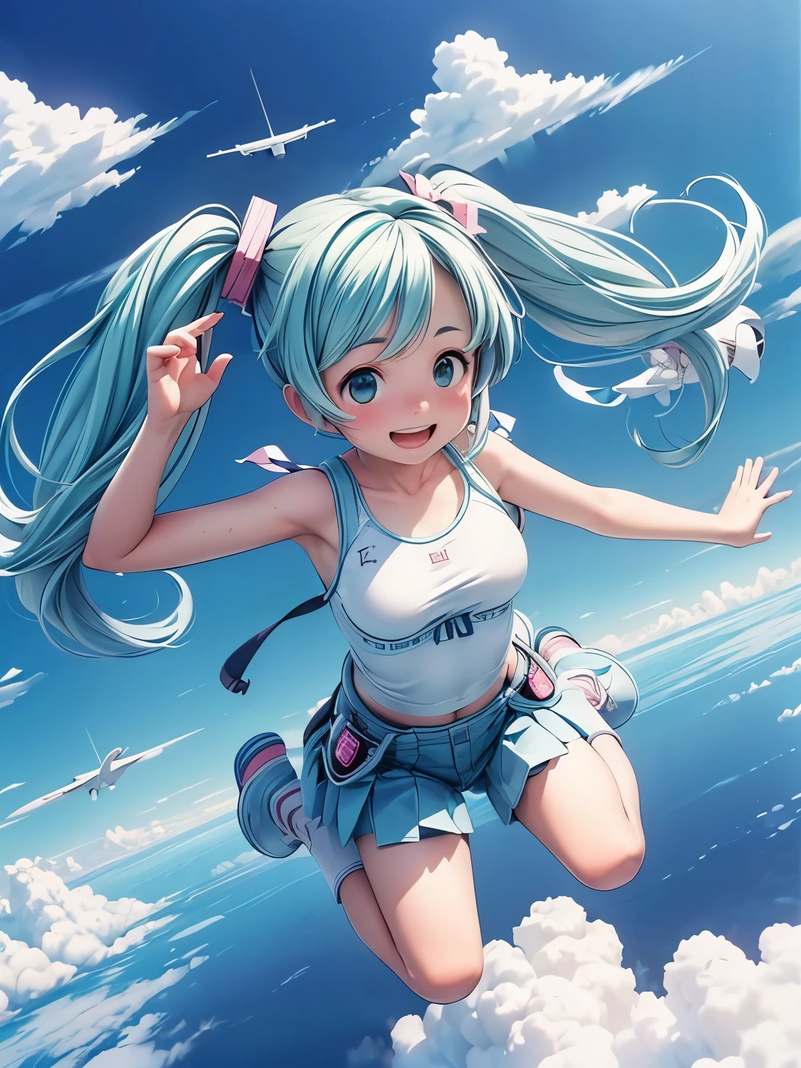A woman with long hair flying through the air with a kite - SeaArt AI