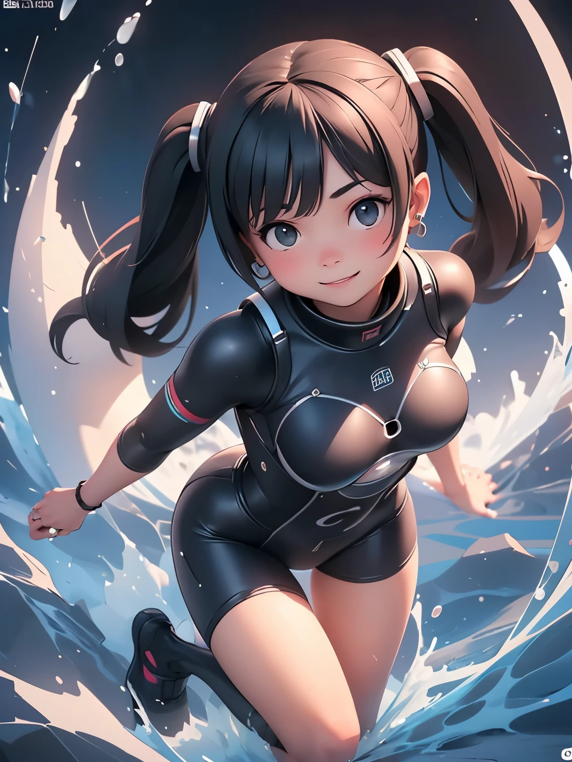 (masterpiece、highest quality、highest quality、Official Art、Beautiful and beautiful:1.2)、(One girl:1.3)Hatsune Miku、Twin tails,Big Breasts,(masterpiece:1.3), High resolution, Super detailed, Highly detailed CG Unity 8k wallpaper, Realistic, photo-Realistic, RAW Photos, Beautifully detailed face, 青White skin, Realistic glistening skin, Detailed cloth texture, Detailed hair texture, Perfect body, Beautiful Face, Accurate, Anatomically correct, Highly detailed face and skin texture, Natural neck length, (Beautiful Hands), (Fair skin:1.2), Thin legs, Thin legs, Sexy thighs, Small face,
break,
Fine grain, Symmetrical eyes, Light brown eyes, double eyelid, Thin eyebrows, (Glossy Lips:1.4), (Cute smile:1.2), (blush:1.1), 7 head perfect styles,
break,
((1 girl:1.3, 19 years old:1.3)), ((Wearing a diving suit(High neck, Black, Cool Pattern, Very tough):1.3)),
(Large Breasts:1.3), (Accentuated breasts:1.2, Hard chest, Shapely breasts, Slim figure:1.1), Toned Abs,
(Layered Hairstyles, Dark brown hair, Wavy Hair, Medium Long Hair):1.2,
break,
((Standing in the sea with one's arms behind one's back:1.4)),
((At a Japanese Self-Defense Force base:1.2)), (Upper Body Shot:1.2), (From below:1.2),
break (Maid ,Racing Model),
break (Swedish Pornstars),((Swedish girls,White skin,White)),
break (Improve:1.1),,(Glamour:1. 3),(night),(Japan Pornstars),Beautiful and slim woman photo (Supermodel:1.3),,((Upturned eyes)),((Angle From above:1.3)),From above、looking at the camera,
break (Earrings, and ring:1.2),