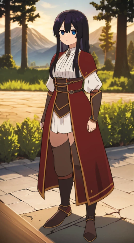 high quality, highly detailed,A young woman with long, curly black hair, with a determined gaze and a confident stance, wears armor inspired by the universe of Skyrim. Each piece of the armor, meticulously crafted, reflects the light as if forged by skilled artisans of Tamriel. Her eyes gleam with the promise of adventure as she wields a sword, ready to face the challenges that await beyond the horizons of Skyrim. Around her, a breathtaking landscape of mountains and forests, where dragons soar and ancient secrets await to be discovered. What is the journey of this young warrior? What epic destinies is she destined to achieve in this vast and magical world?