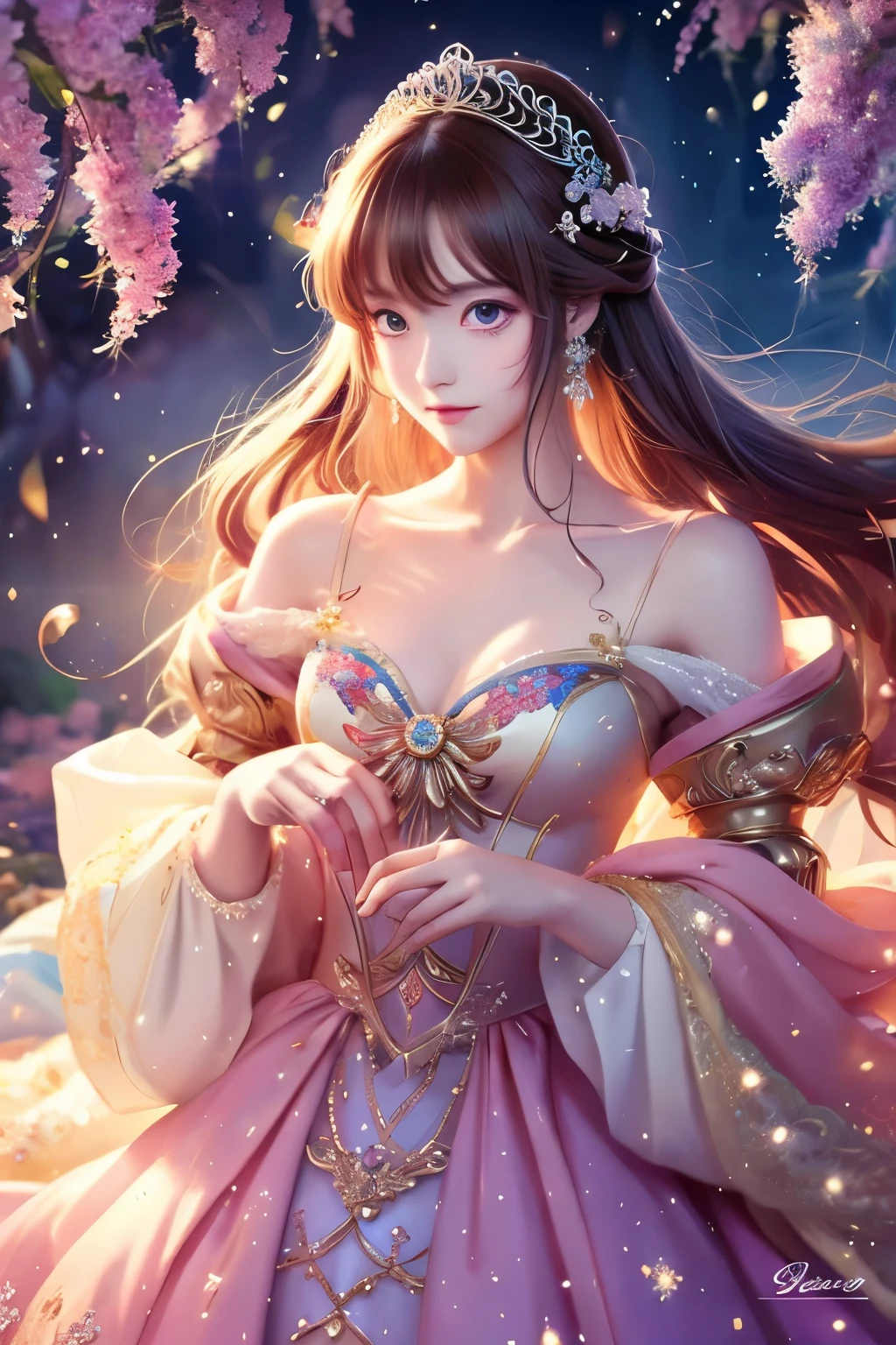 Anime Princess & Prince Style,face is a fair and (cool), all picture quality , mystical ,delicate and precise ,detailed background ,colorful picture ,high quality, luxury,Upper body,