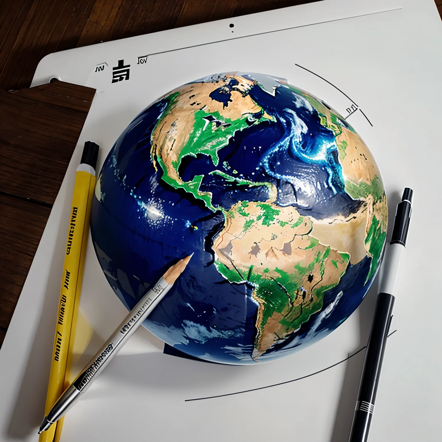 Pencil tip holding a planet 