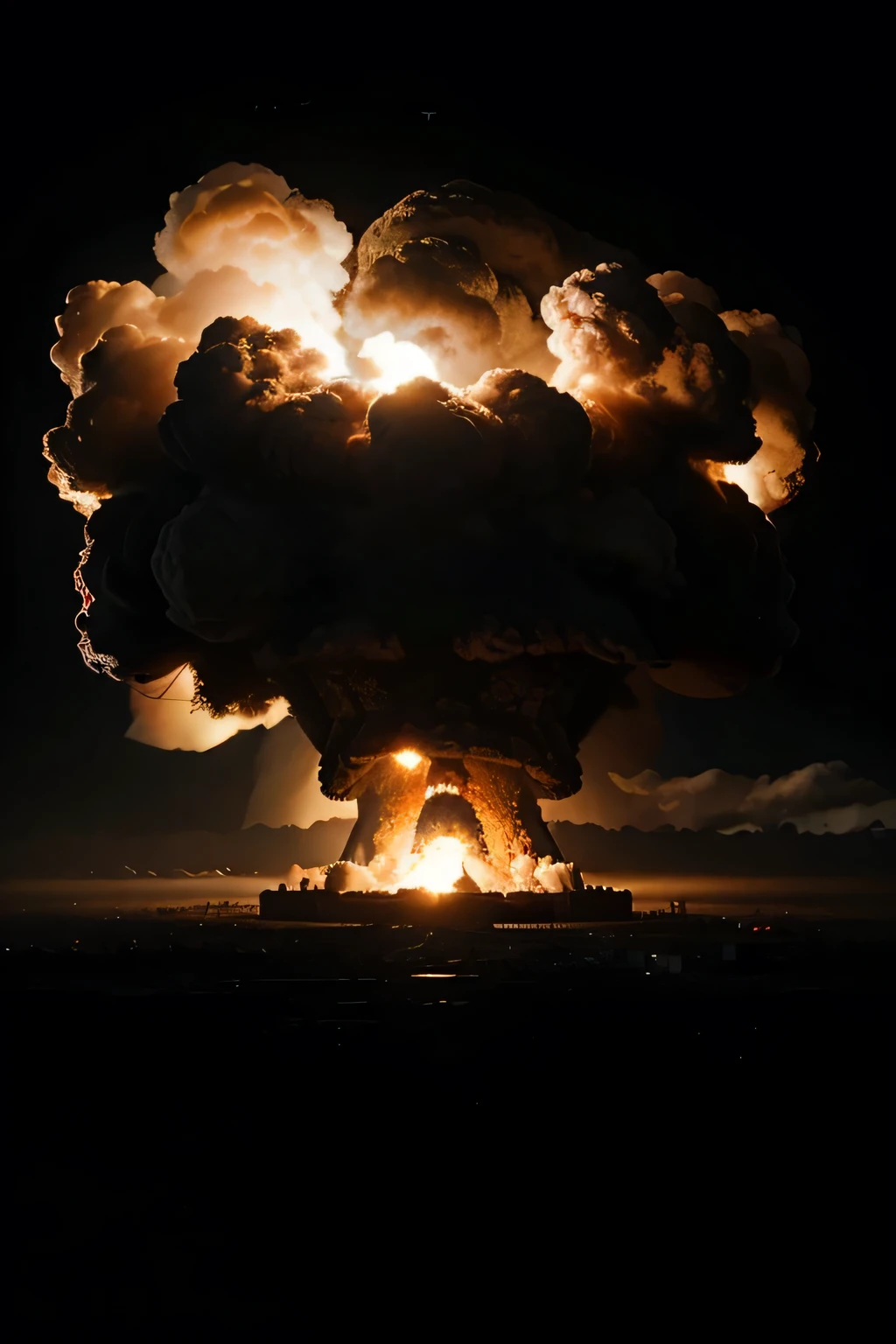 Nuclear explosion on black background