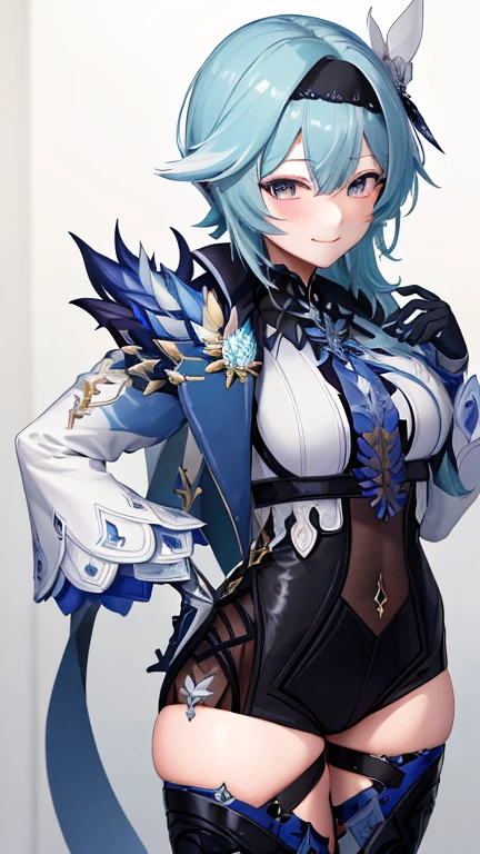 ((Masterpiece)), ((HD,)), ((aesthetic)), 《Eula》, 《Genshin Impact》, cute face, blushing, smile, sexy pose, full body potrait
