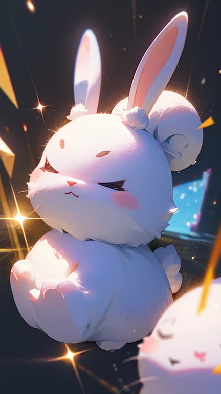 unknown creature、Cute rabbit、fluffy、Little、Background glitter、background fantasy、3D、rendering、Shine、Fire