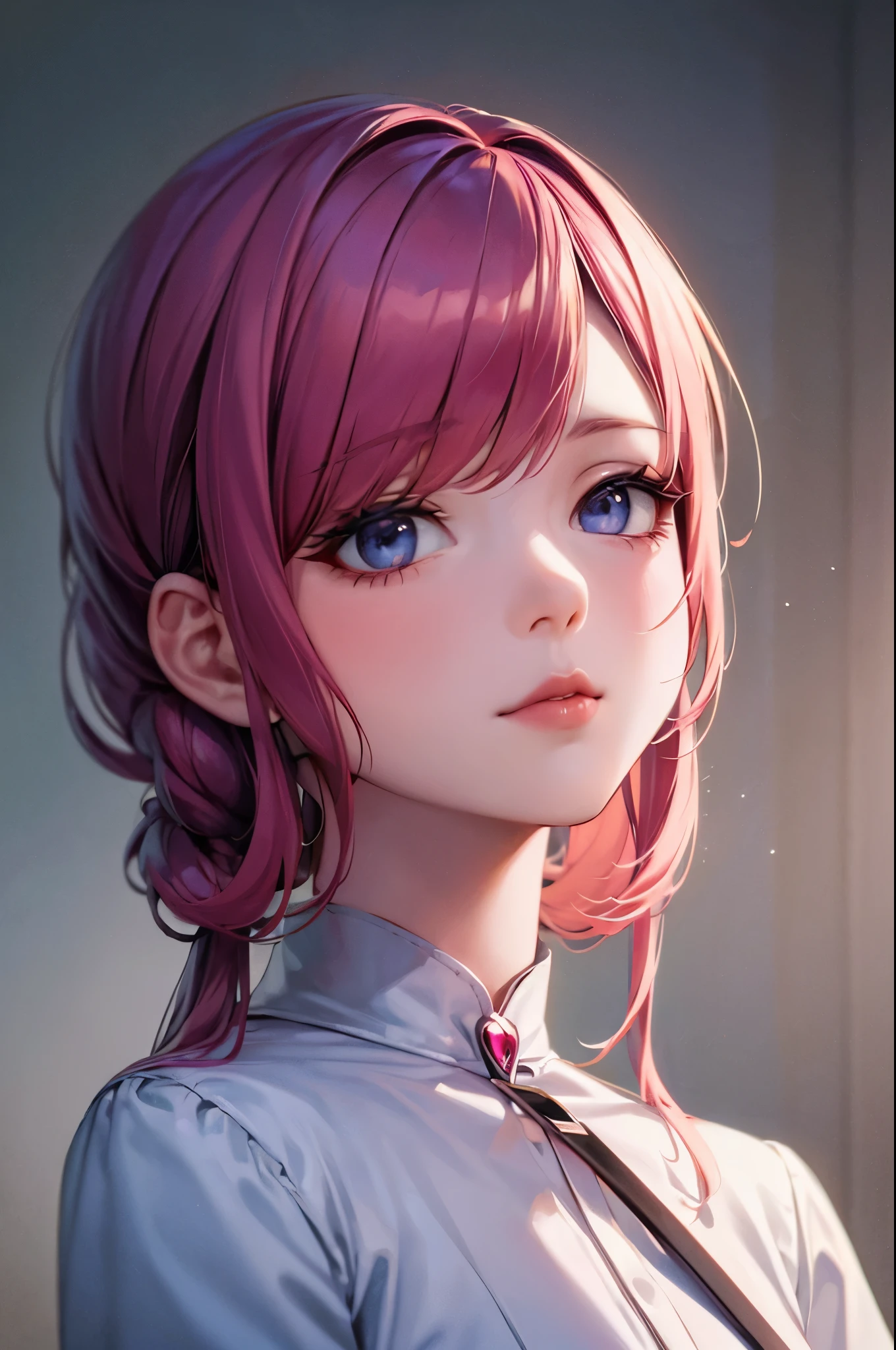 Anime girl with pink hair and a ribbon in her hair, Cute realistic portrait, Gweitz, Magical Girl Portrait, Cute Characters, Cute art style, Anime Moe Art Style, MapleStory character art, cute portrait, Cute Anime Girl Portrait, Small person portrait, artwork in the style of Gweitz, Splash Art Anime 