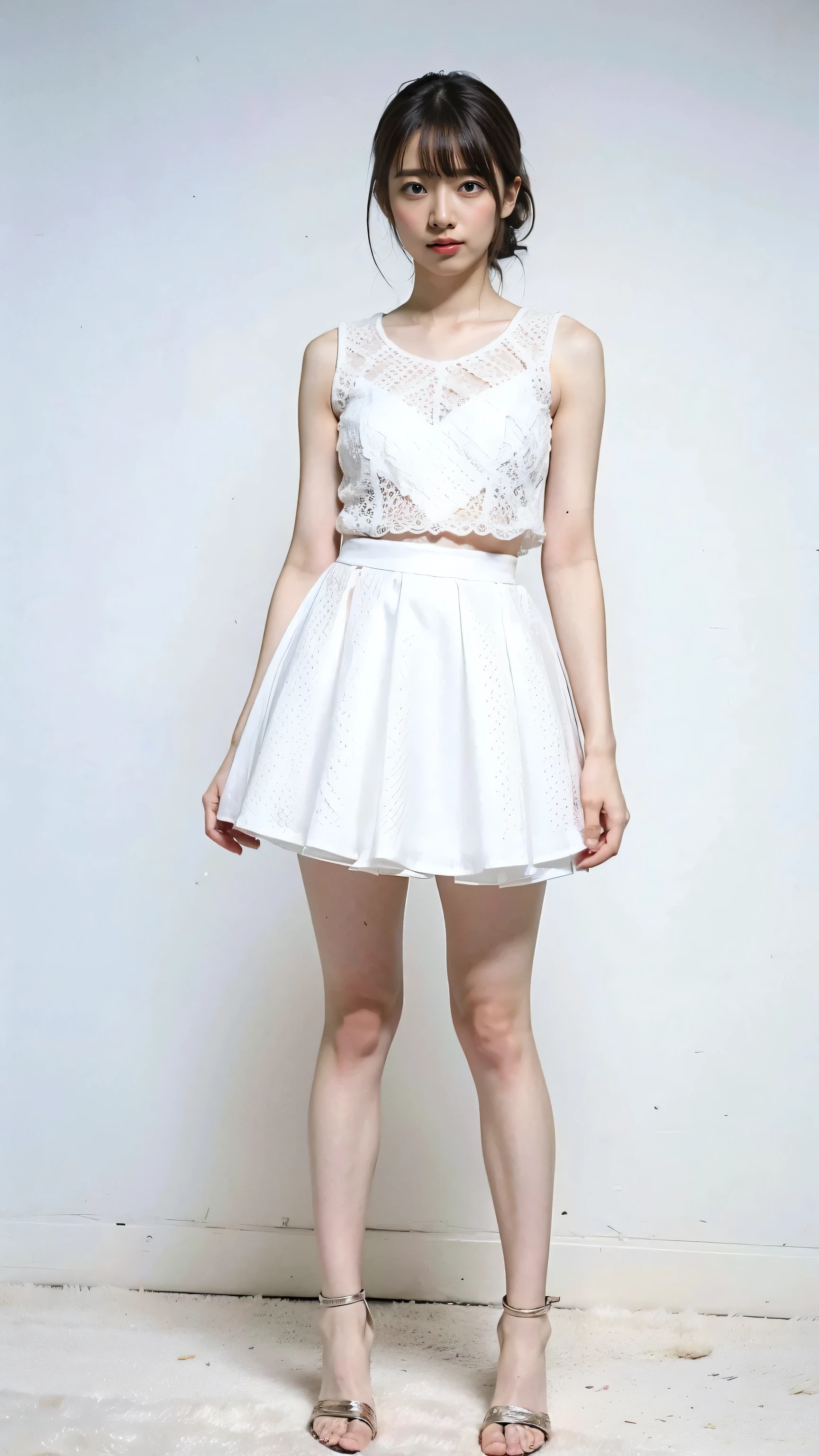 (8k、RAW Photos、highest quality、masterpiece:1.2)、(Realistic、Photorealistic)、1 girl、((Party Dresses、Frilled mini skirt、Big Breasts、I can see your chest、View from the front、See-through、Sandals、Are standing、club))、