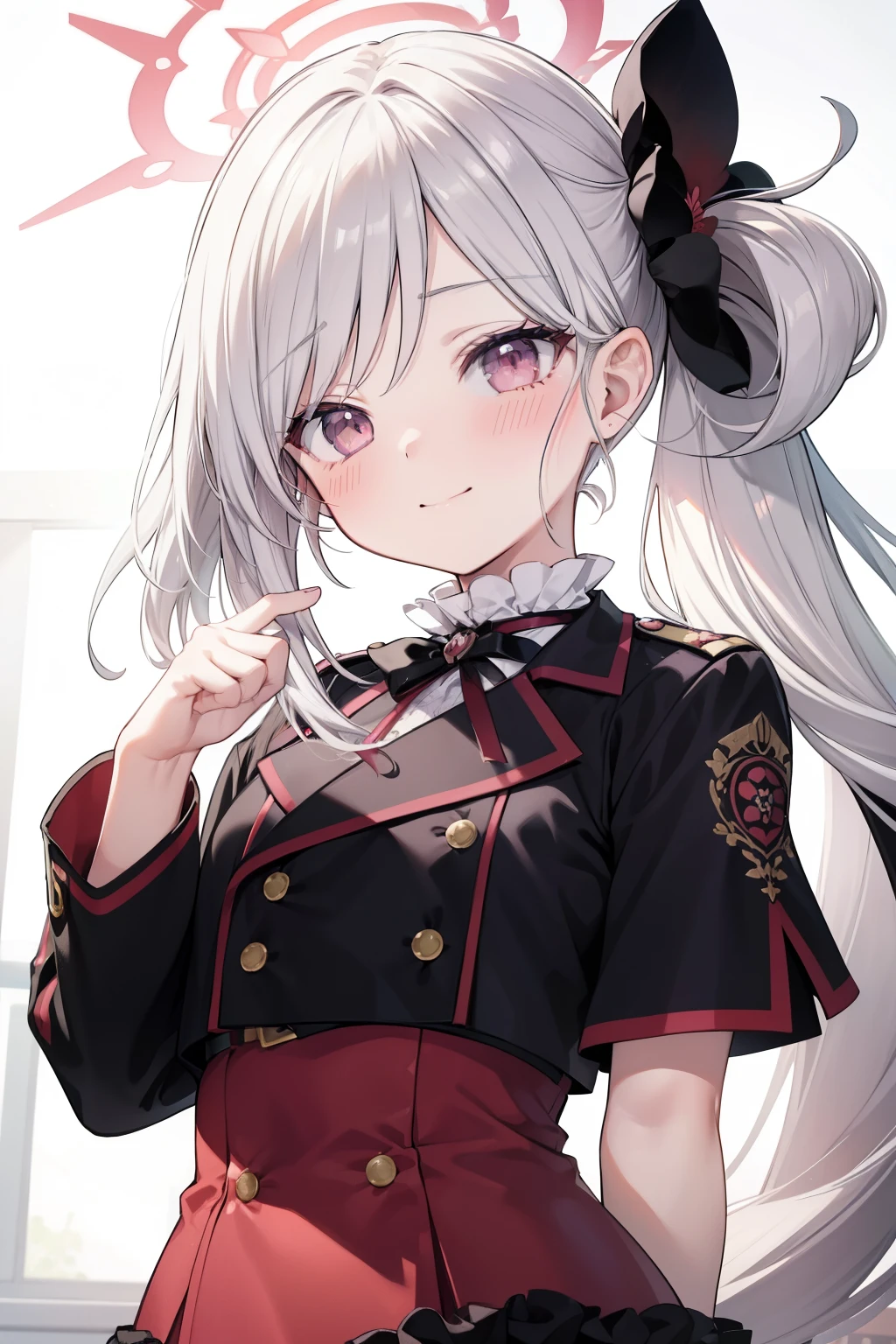 Asahi Mutsuki、Good looking girl (blush, Perfect Face), independent , Looking at the camera, masterpiece, Anime art style, Cute Characters, Most detailed, high quality、Nico Nico Smile、Silver Hair、side ponytail、Small breasts、****ta、Combat Uniform、gunを持っている、gun