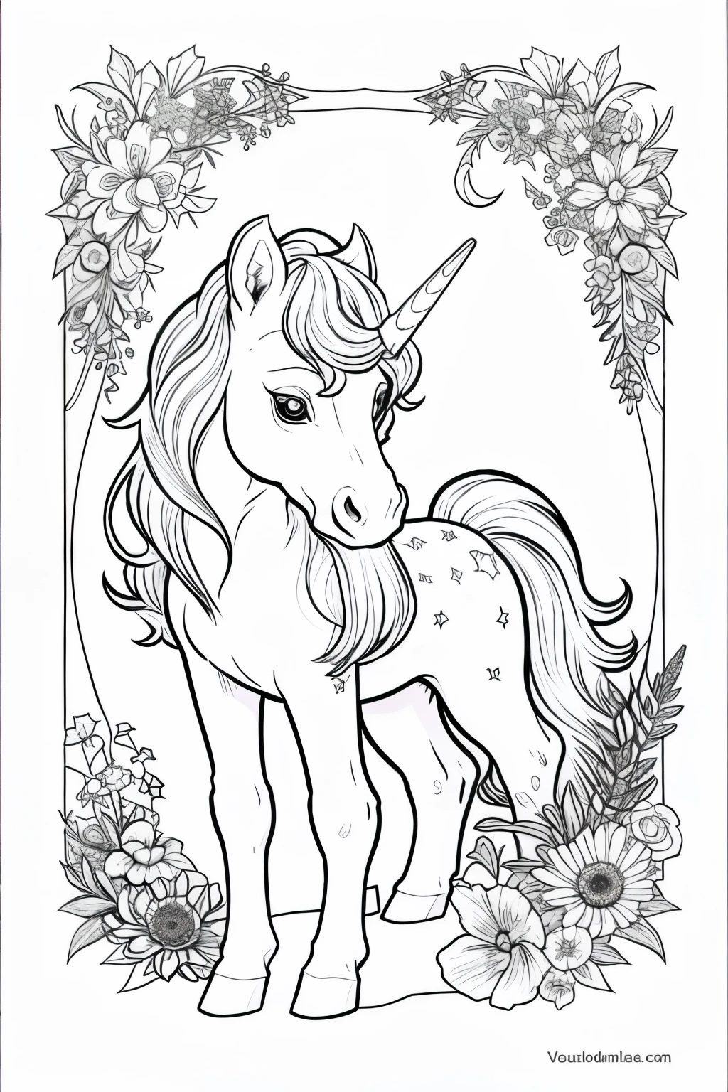 A Vectoer unicorn for coloring pages
