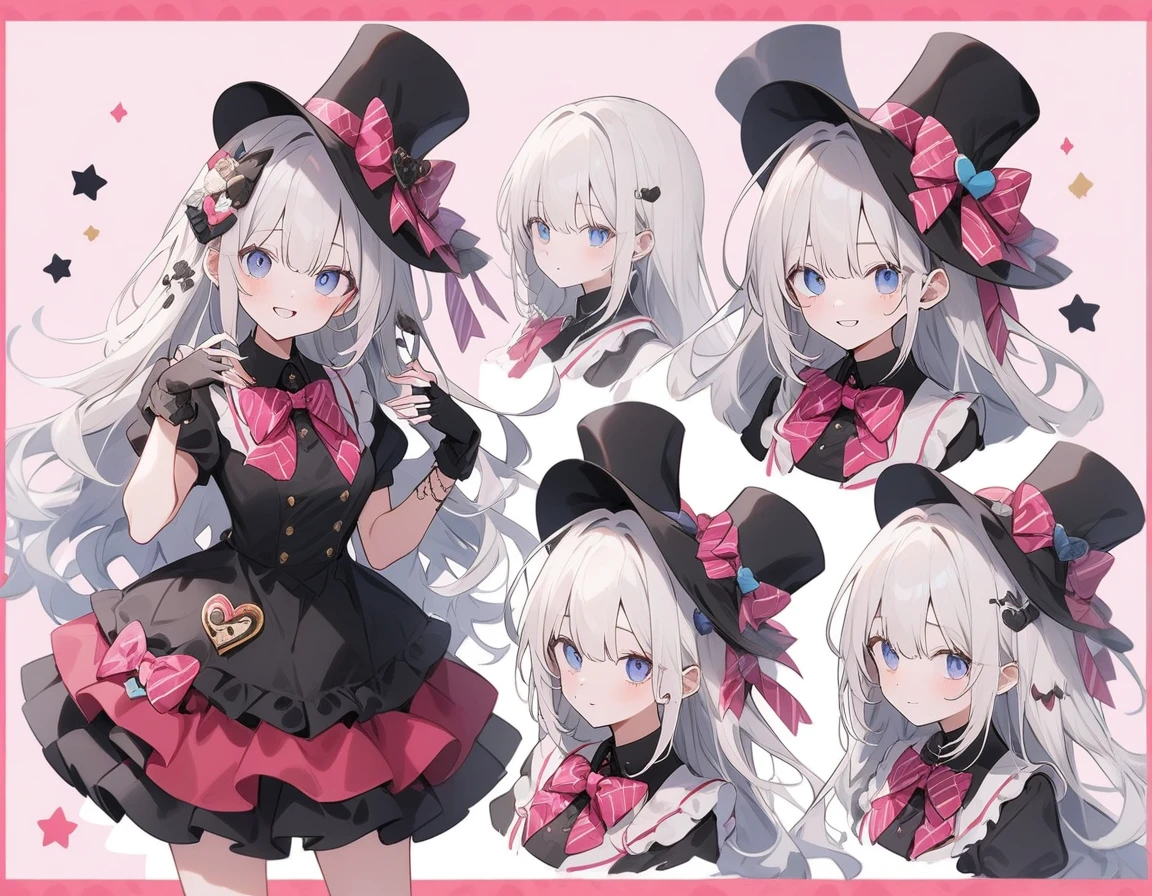 (highest quality、masterpiece、High resolution、detailed)、4K、Beautiful Anime、(Beautiful Eyes、detailed美しい顔)､No text, One girl,
break、((three views):2)、（Character design sheet）、（front、side、behind）、（Character portrait）・
//Fashion Whimsical Tea Mad Hatter,
This costume is、It captures the quirkiness and whimsy of the Mad Hatter character with a playful twist.。, Layered with various fabrics and patterns、Let&#39;s start with colorful, mismatched ensembles., Brilliant, A large jacket or coat with a frilly blouse、A whimsical style with striped or polka dot pants, 
break
Add quirky accessories such as mismatched socks, Fingerless gloves, Patterned bow ties or ascots, Complete your outfit with a whimsical feathered top hat, ribbon, and Trump, Don&#39;t forget the distinctive orange wig and wild hairstyle., Complete the look with colorful makeup, Includes bold eyeshadow, Bright lipstick, And rosy cheeks, Embodying the playfulness of Mad Hatter&#39;s tea ,
break