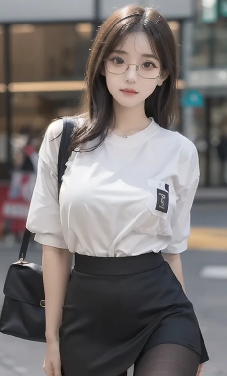 Ulzzang-6500-v1.1, (RAW Photos:1.2), (Realistic:1.4), Beautiful detailed girl, Very detailed eyes and face, Beautiful fine details, Ridiculous, incredibly Ridiculous, Large file size, Very detailed, High resolution, Very detailed, highest quality, masterpiece, ((Fashion clothing in various colors)), figure, Very detailed, CG, Unified, 8k wallpaper, wonderful, The finer details, masterpiece ,highest quality, Very detailed CG uniform 8k wallpaper, Light on the face, Cinema Lighting, One girl, 16 years old, Long white hair, Side Split, (Big Breasts), (No pants)), (Glasses), ((Dynamic pose))), ((Sexy pose))), (Camel Toe), (half), (pantyhose)), ((Black hip skirt))