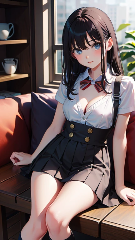 masterpiece, highest quality, One girl, View your viewers, Small waist, RAWphotograph,Hands intricately、Beautiful fingertips、 Ultra-realistic, High resolution, photograph, Sharp focus, Most detailed, Very detailed, Super detailed, In detail, Very detailed目と顔,Very detailed手と指、Idol、Thighs, beautiful girl,View your viewers, Small waist,Symmetrical face, whole body、White micro mini skirt、White knee socks、Cleavage、Large Breasts、Long Hair、Big red ribbon、はだけたThighs、Beautiful navel、美しいCleavage、The bouncing breasts、Lying on your back、evening、On the grass