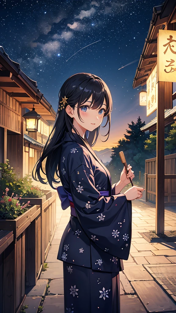 Landscape Photography、wallpaper、Starry Sky、Meteorilky way、Yukata Girls