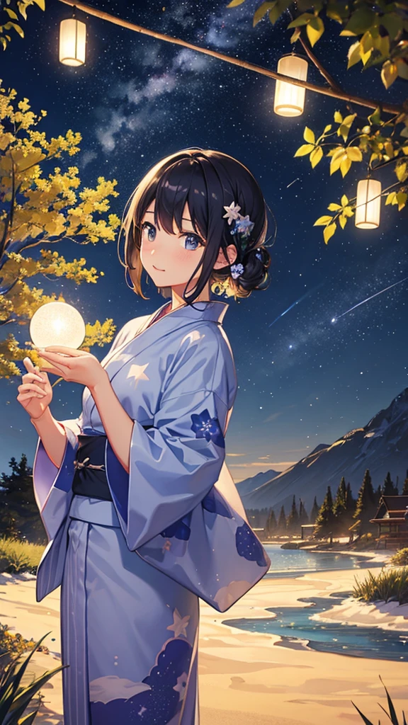 Landscape Photography、wallpaper、Starry Sky、Meteorilky way、Yukata Girls