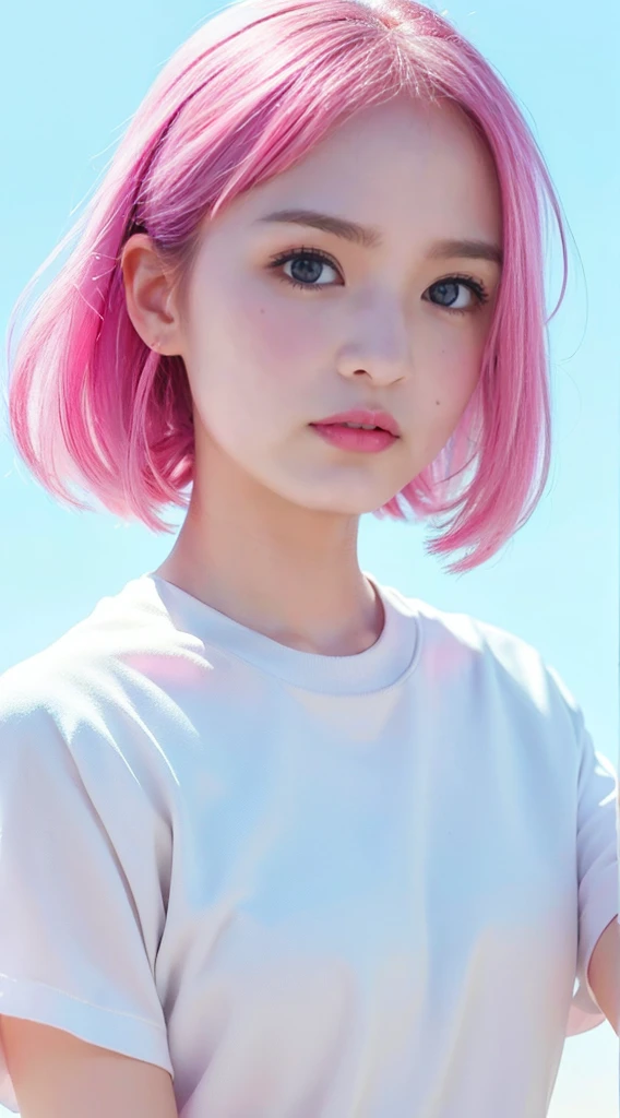 Sexy Big 、Sexy cute looks and cute 15 year old beautiful girl, beautiful and sexy face、A strong wind blows my hair in front of my face、With short platinum silver hair、beautiful, Cute and sexy eyes hidden behind long bangs、Colorful Dresses mouth in dilld nsfw
