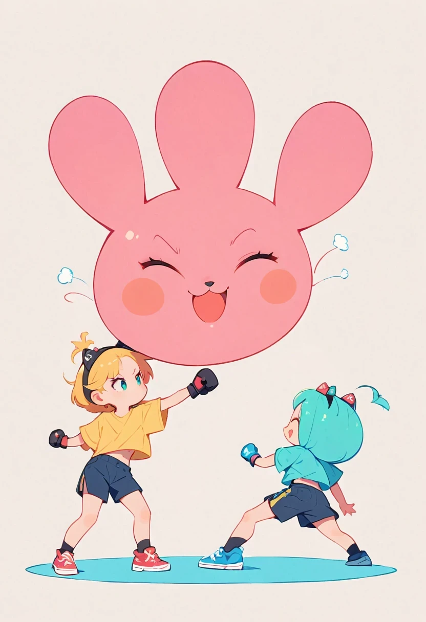 Boxing Match,Naughty Girls,Minimalism,Simple background,Moe,cute,Naughty,Funny