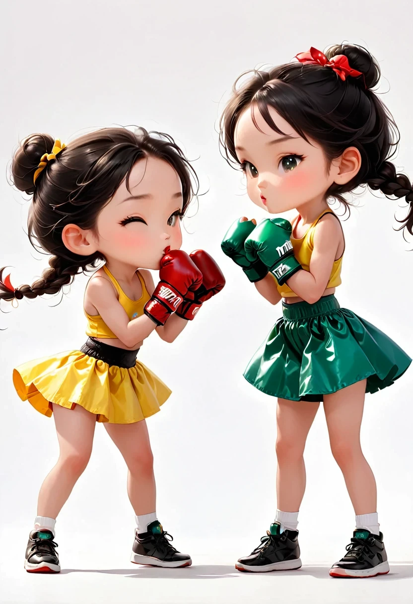 Boxing Match，Naughty Girls，Minimalism，Simple background，Moe，cute，Naughty，Funny