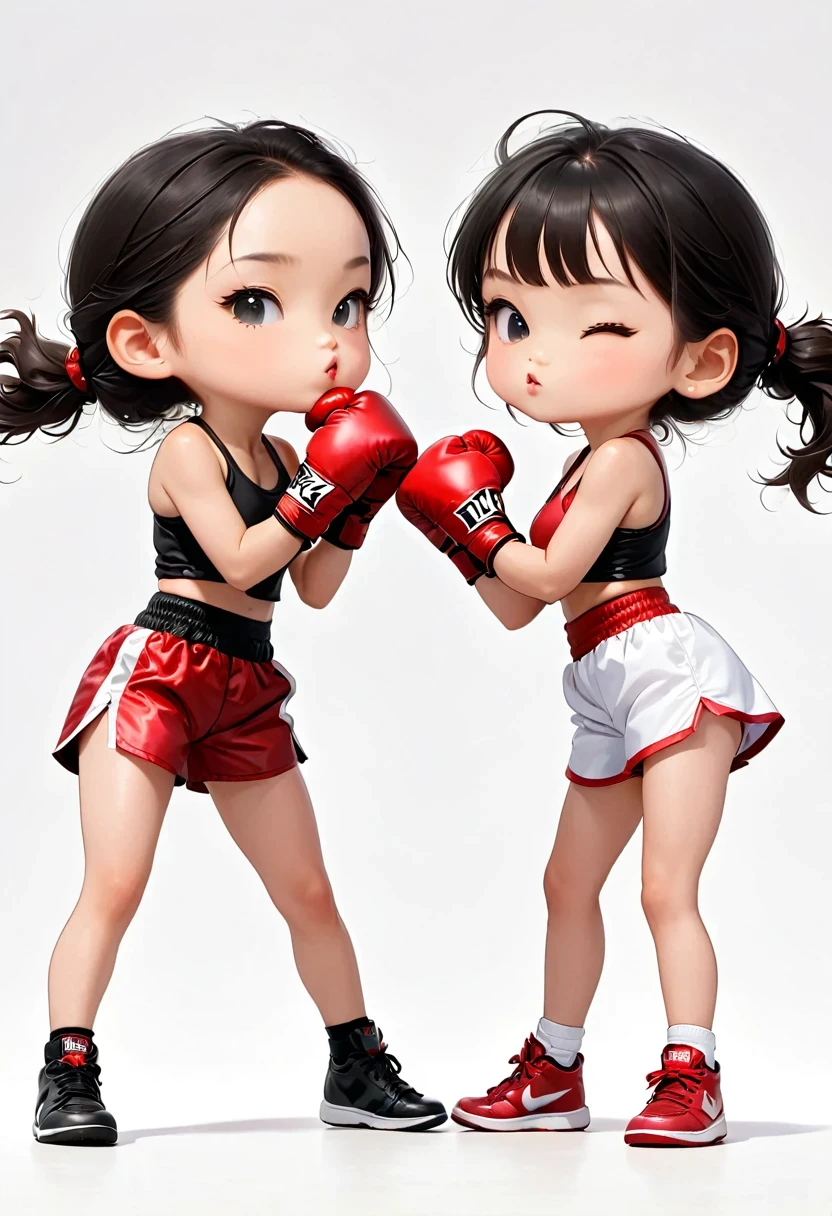 Boxing Match，Naughty Girls，Minimalism，Simple background，Moe，cute，Naughty，Funny