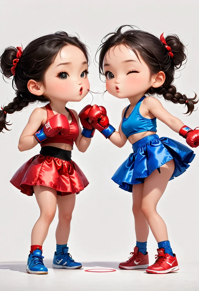 Boxing Match，Naughty Girls，Minimalism，Simple background，Moe，cute，Naughty，Funny