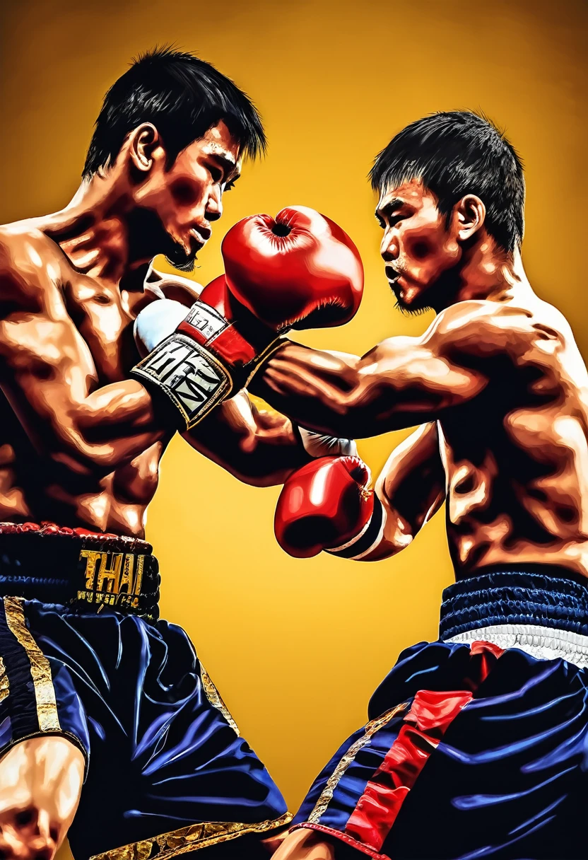 thai boxing, box match, powerfull punch in opponent face, detailed, realistic, raw photo