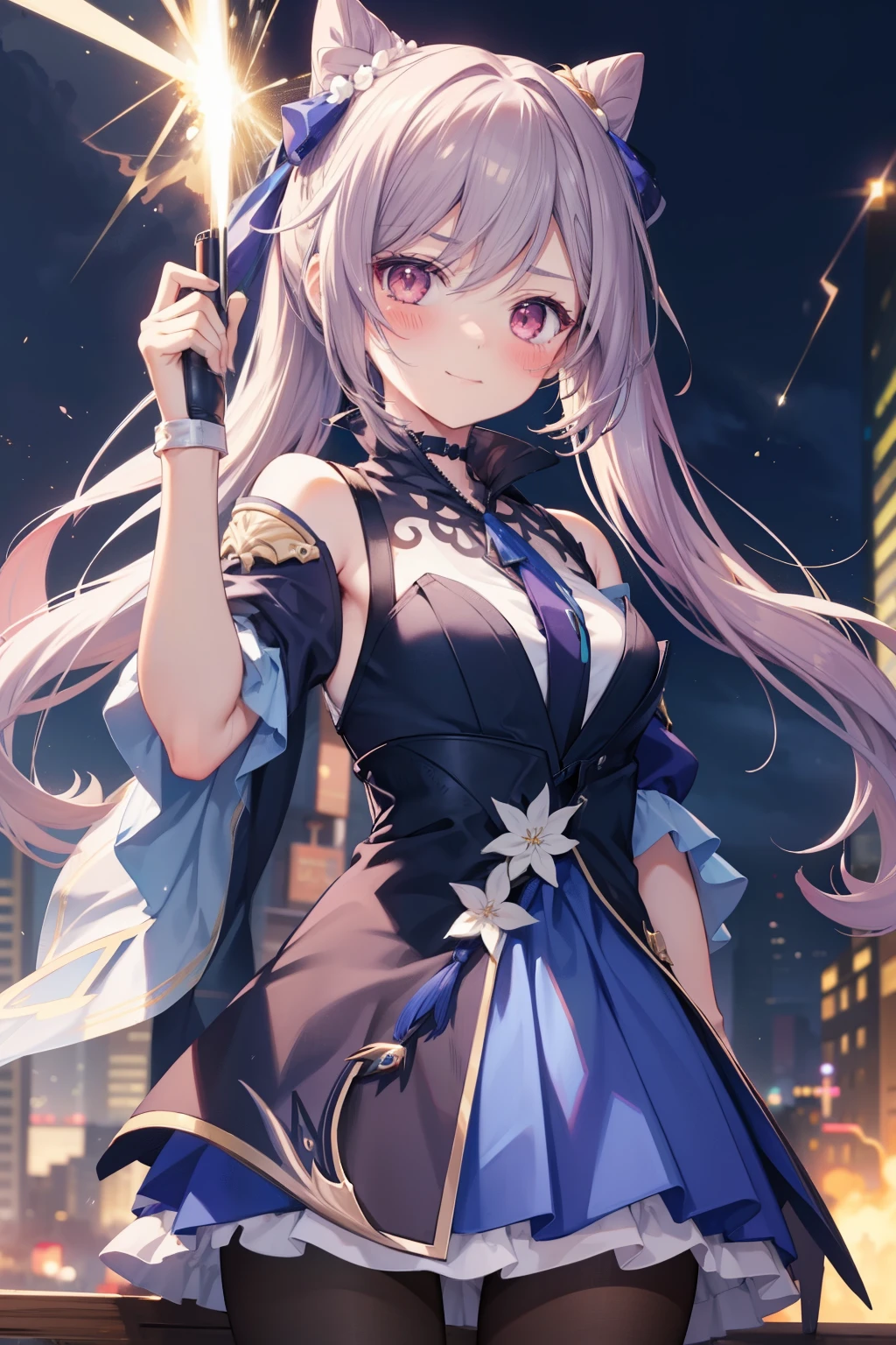 Stingy、Good looking girl (blush, Perfect Face), independent , Looking at the camera, masterpiece, Anime art style, Cute Characters, Most detailed, high quality、Nico Nico Smile、Uses lightning magic、Fight the enemy、Wearing Lightning