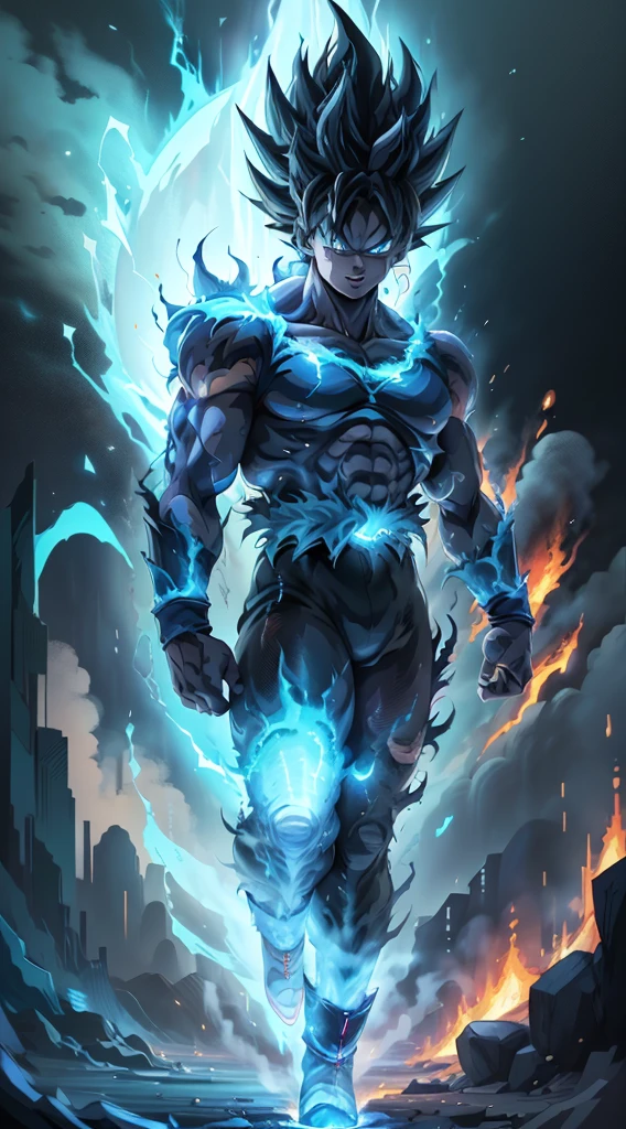 Get ready for a visual feast with Black Goku transformed super Saiyan blue, has a handsome face and piercing red eyes. In his transformed state, he radiates extreme instinct and power, creating an epic anime about this man of energy. See how he manipulates fire and lava in stunning anime artwork that will blow your mind. This concept art is straight from the Dragon Ball Universe, with manga-style 8k wallpapers that will transport you to another dimension. Get ready to be amazed by this detailed piece of digital anime art, showcasing the ultimate combination of style and power.