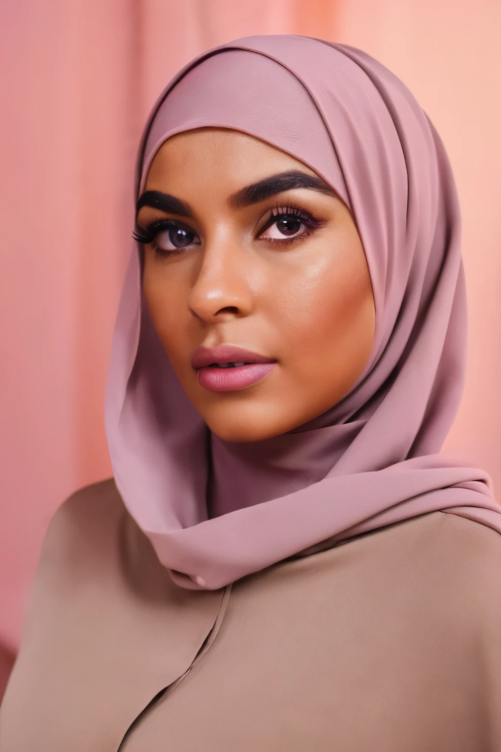 beautiful detailed eyes, beautiful detailed lips, extremely detailed eyes and face, long eyelashes, 1 girl, fair skin, wearing hijab, wearing suit, blige skin color, photorealistic, (best quality,4k,8k,highres,masterpiece:1.2),ultra-detailed,(realistic,photorealistic,photo-realistic:1.37)professional,