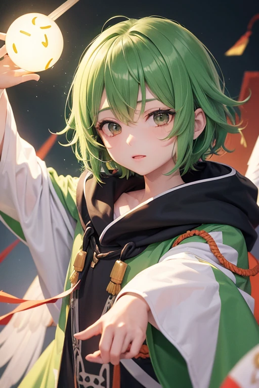 GUMI, stocky, robe, Tengu, poncho, cloak, messy short hair, fortune teller, clear, green hair, Angelic French doll