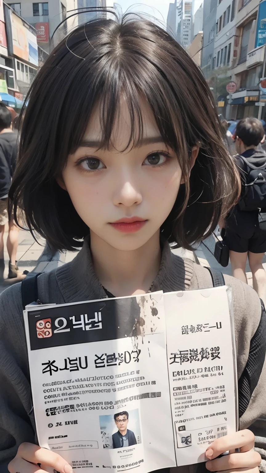 Bobcut,((Begging in the downtown area)),23 years old,(((Homeless))),Bad complexion,It smells bad,Full of trash,Korean women,Pitch black,Tattered clothes,((( in a destroyed city,Oil,Mud stains,shit,dirty))),(((Frowning,カメラをGlaring))),((((Rubble pile))),After the disaster,Very fine eye, (((He&#39;s wearing a tattered and dirty black hoodie.,Wearing ripped pants))),(((Collapsing Building))),(((Tragic))),((photograph)),(((Fabric Shading))), (((highest quality))), (((masterpiece))) strong girl, ((((Realistic)))),,Black Hair, chic hairstyle, ((With bangs,ストレートミディアムBobcut, nice hair)), Light makeup,Red eyes, (((I&#39;m not wearing lipstick))), (nice, strong), (((Strong night atmosphere))), Centered Images, Looking at the camera, Elegant colors,Realistic Skin,Realistic texture,８k,whole body,Pale skin,Red iris,Expressionless,Glaring,Perfect Face,(((Big eyes))),Holding a blank board