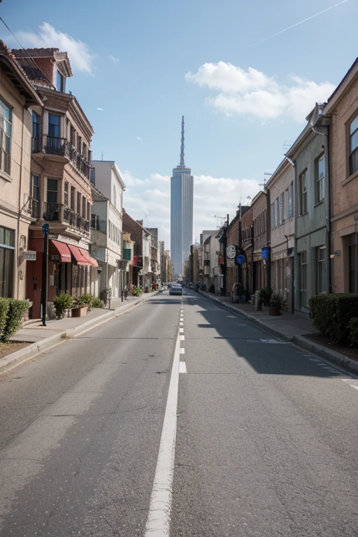 Drafting 1 point perspective road  with buildings

