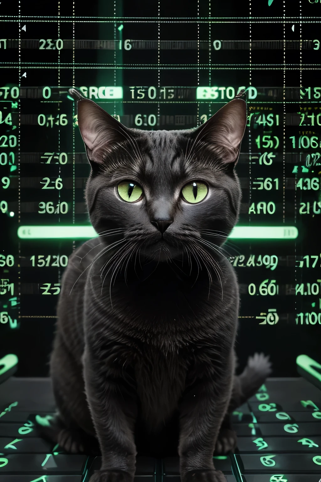 gato, matrix, verde, numbers
