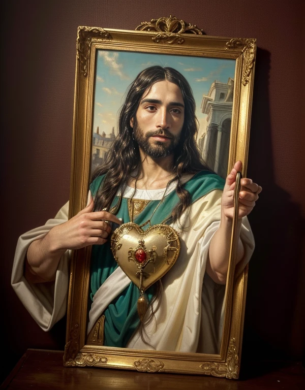 painting of Jesus with sacred heart , pintura religiosa, portrait of Jesus christ, Jesus christ, catholic arte religioso, obra maestra de arte, Oil gasp on canvas, Oil painting, Detailed oil on canvas, arte religioso, Jesus, Masterful oil on canvas, Oil painting sobre lienzo, Oil canvas, painted in oil colours, Detailed and oil painting