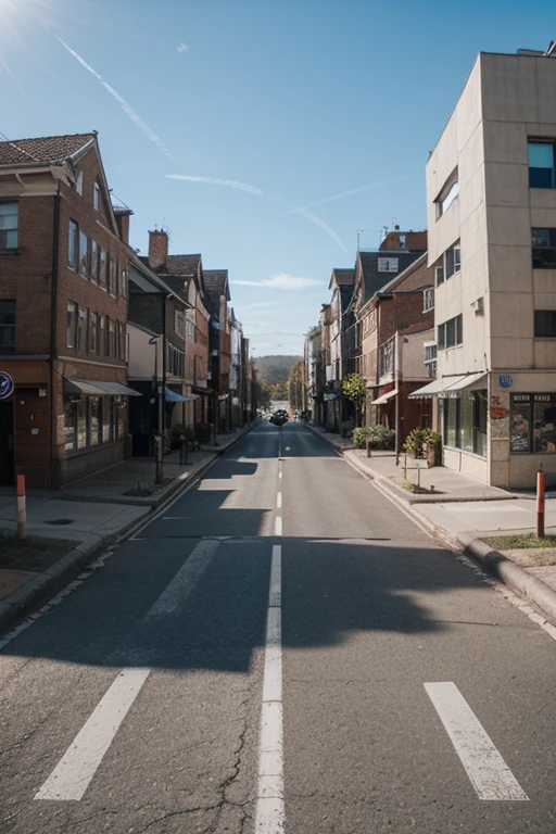 Drawing 1 point perspective road  with buildings

