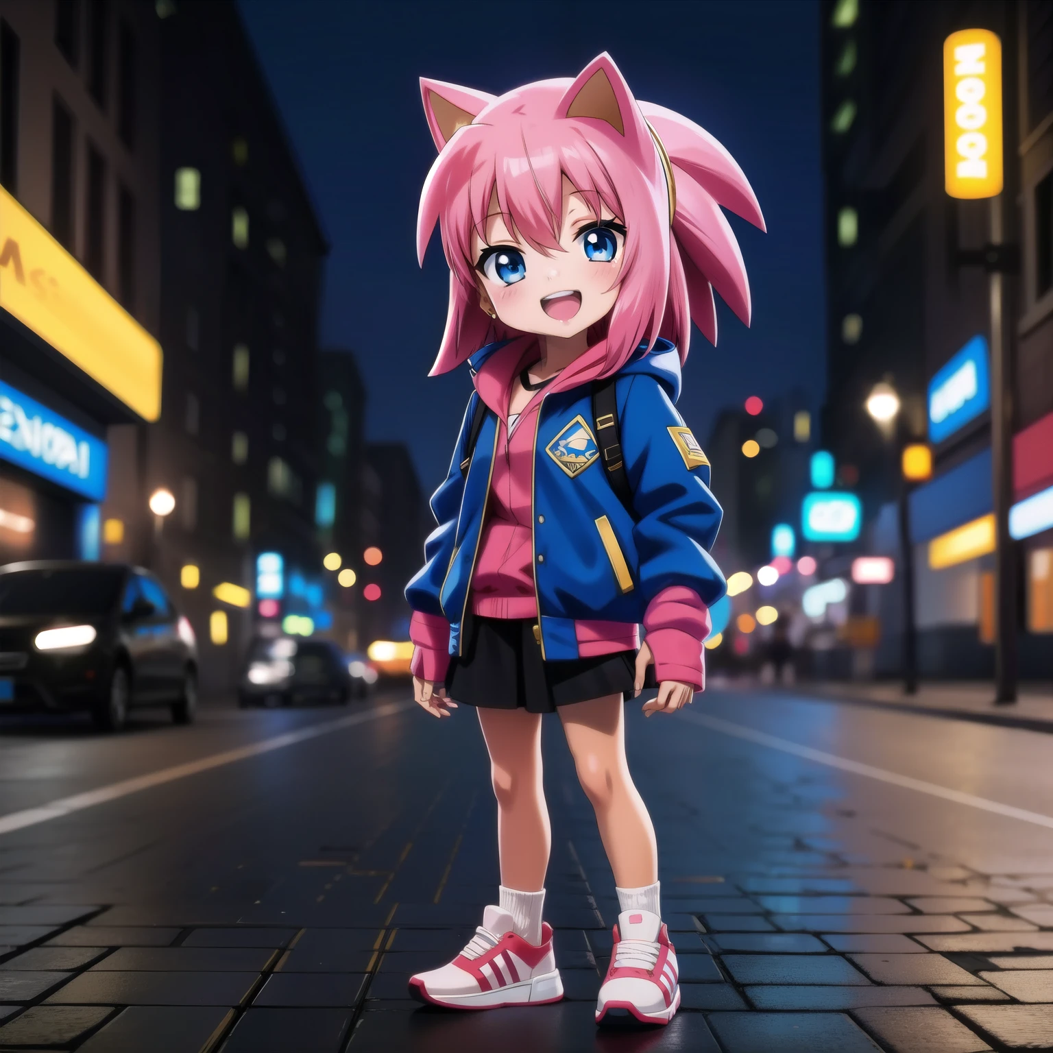 anime woman happy