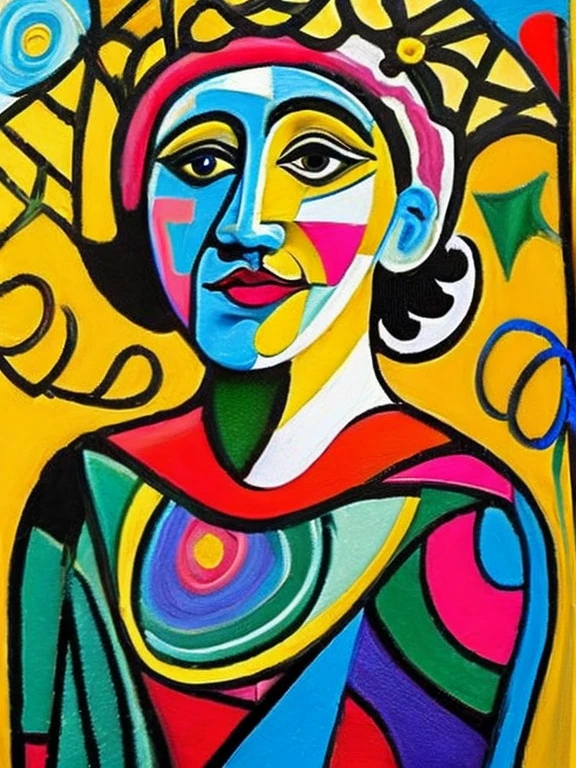 Expressing happiness, joy and excitement in Picasso's style