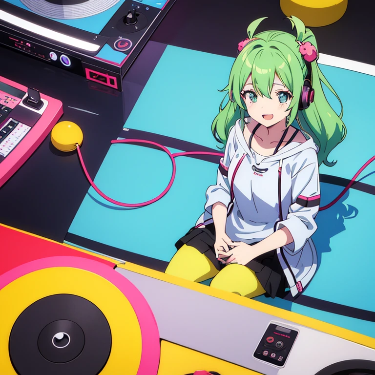 two anime girls in headphones are playing music on a turntable, anime vibes, anime style 4 k, ig studios anime style, nightcore, 8 0 s anime vibe, anime girls, anime style. 8k, lofi artstyle, dj sura, anime moe artstyle, anime style illustration, trending on cgstation, anime style artwork, e - girl smile