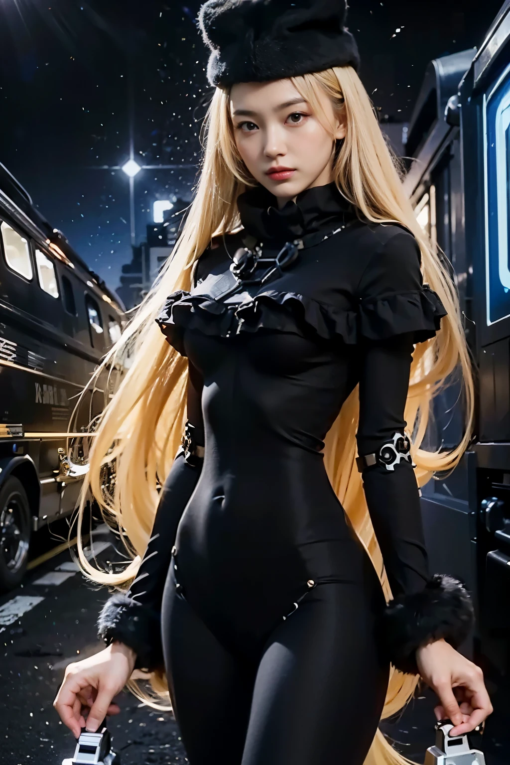 (masterpiece, best quality:1.2), (8k uhd, 16k, 32k, ultra high res), (photorealistic:1.37), (RAW photo), ultimate-realistic, ultimate-realistic details, ultimate-realistic texture, ultimate-intricate details, ultimate-realistic lighting, ultimate-realistic shadow, 1 japanese girl, ultimate-cute face, ultimate-RAW skin, ultimate-realistic eyes, (mechanical:1.4), (armor), full body, wide shot