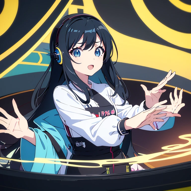 two anime girls in headphones are playing music on a turntable, anime vibes, anime style 4 k, ig studios anime style, nightcore, 8 0 s anime vibe, anime girls, anime style. 8k, lofi artstyle, dj sura, anime moe artstyle, anime style illustration, trending on cgstation, anime style artwork, e - girl battle