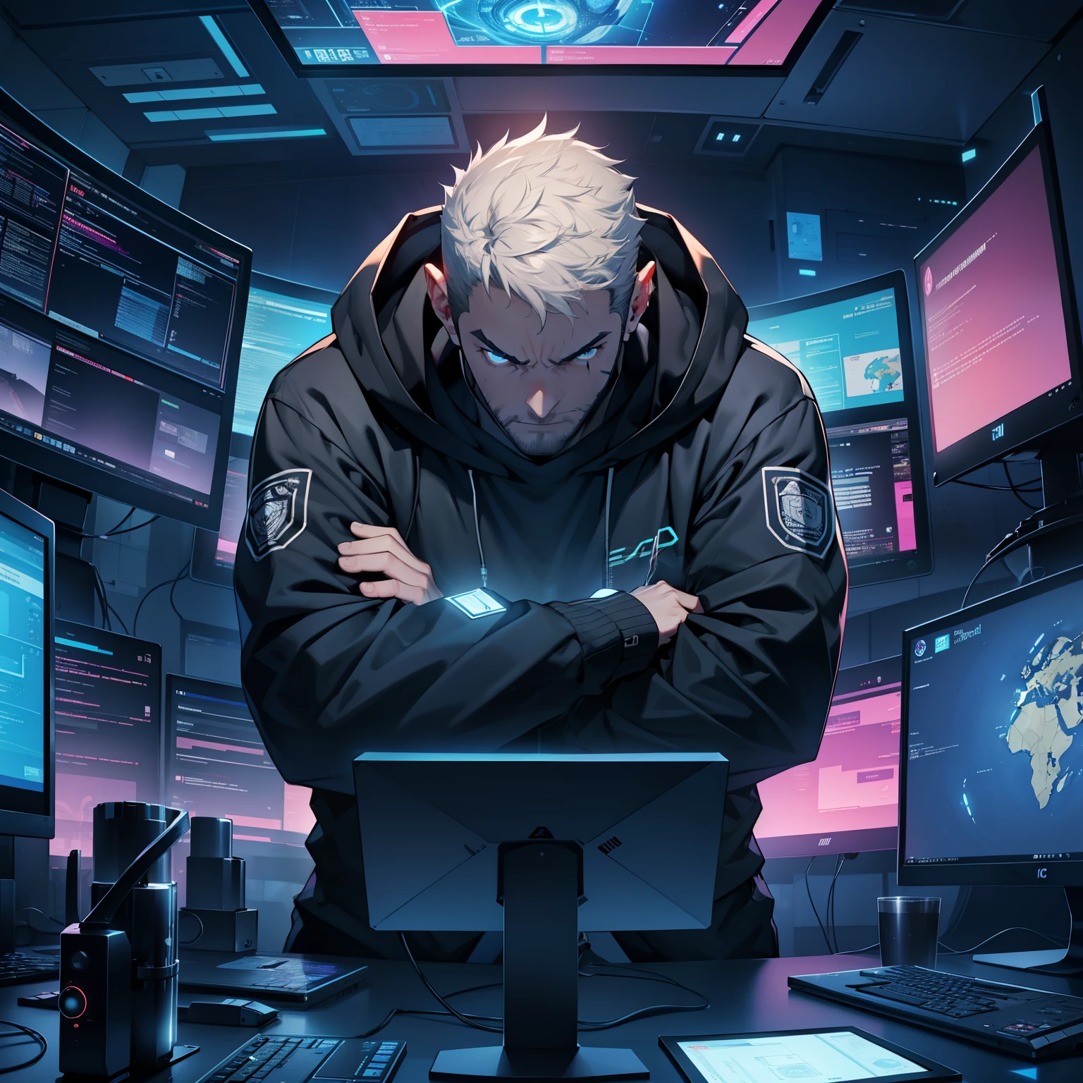 In the realm of digital forensics, the expanding sphere of cybercrime looms Large. with an empty, ominous backdrop of blinking circuit boards and glowing screens, the once pristine spacescape Now bears the scars of malicious codes and intrusive viruses. In high resolution, the Male forensic investigator, His stubble-covered jaw set in a focused, determined line, scrutinizes a computer monitor with Yaoi-like Intensity.His matured, beefy frame clad in a grey t-shirt, thick eyebrows furrowed in concentration as he deciphers the intricate threads of cyberattacks.
With the female forensic analyst, their