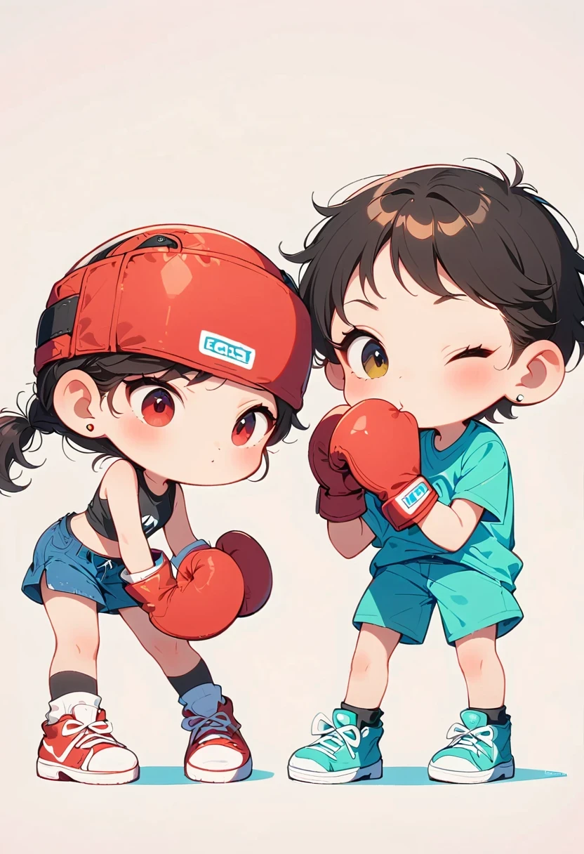 Boxing Match,Naughty Girls,Minimalism,Simple background,Moe,cute,Naughty,Funny