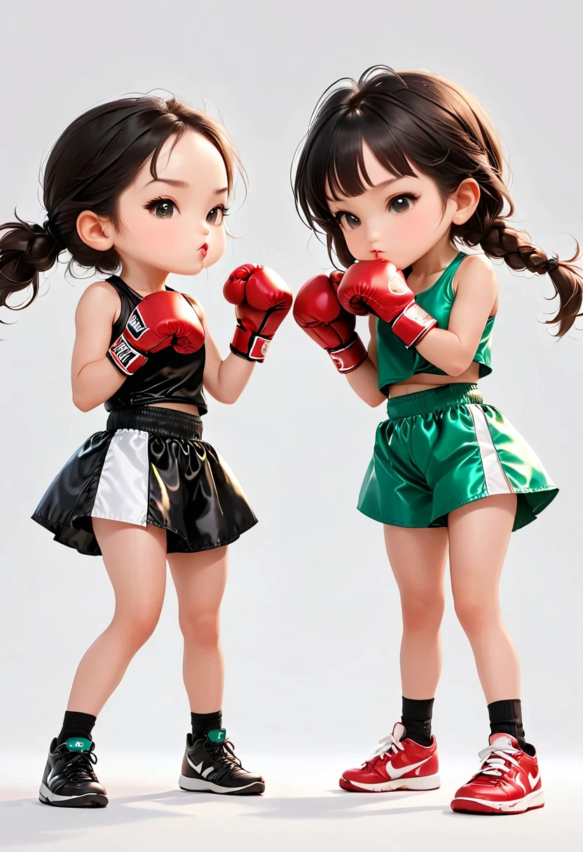 Boxing Match，Naughty Girls，Minimalism，Simple background，Moe，cute，Naughty，Funny