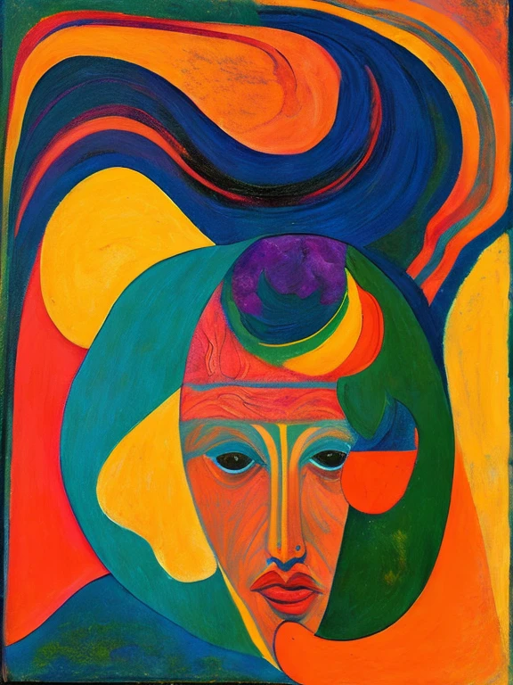 Expressing fear and terror in the style of Gauguin,Abstract and non-figurative